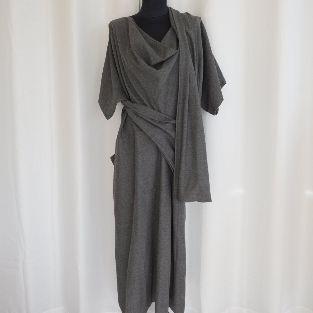 NWT Jil Sander Draped Virgin Wool Maxi Dress Sz 4